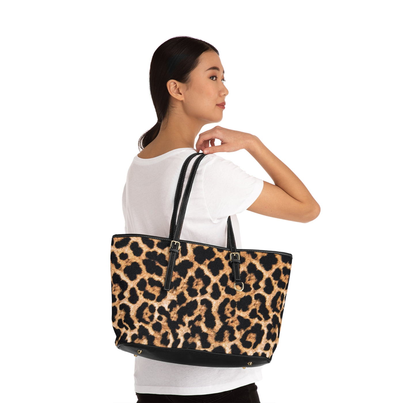 PARIS CHIC Leopard PU Leather Shoulder Tote Bag