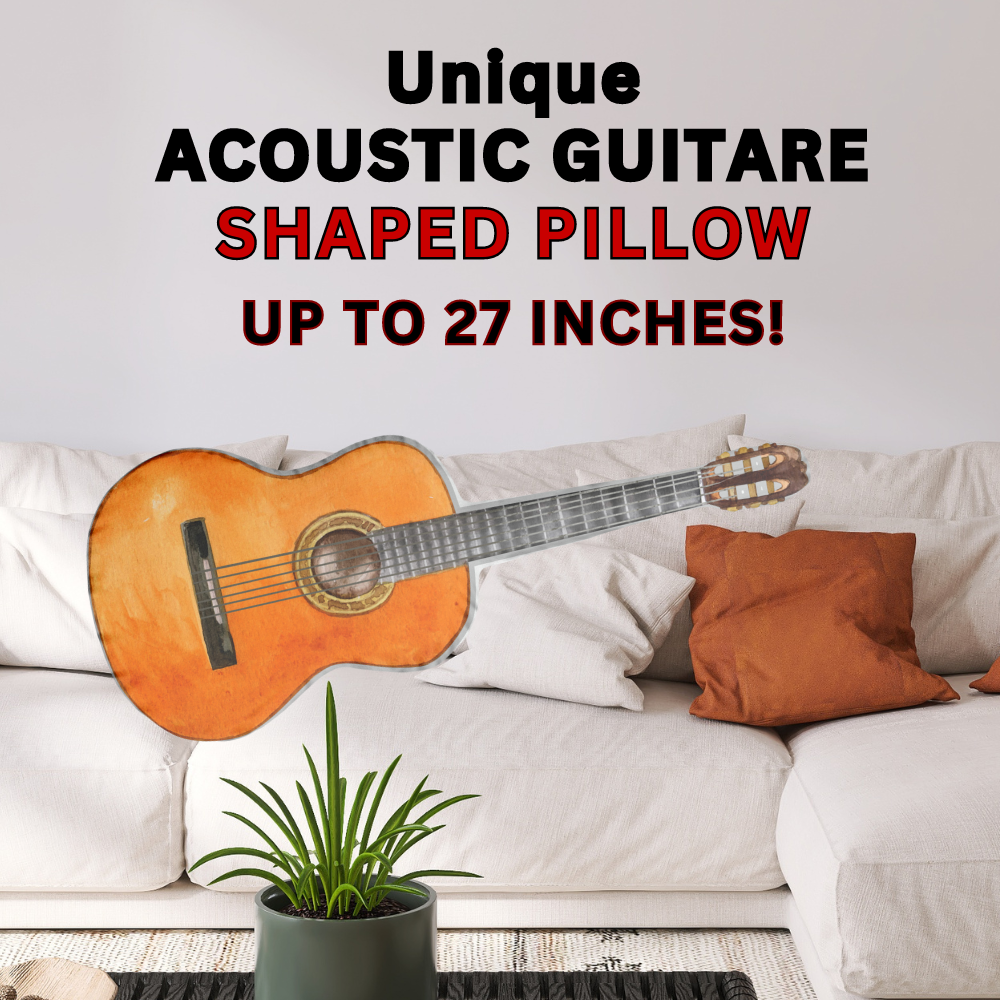 ACOUSTIC GUITAR  Custom Shaped Plush Pillows (Flat design) - Up to 27 inches