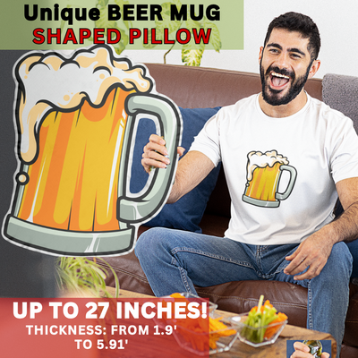 GIANT BEER MUG Custom Shaped plush Pillows - Up to 27 inches