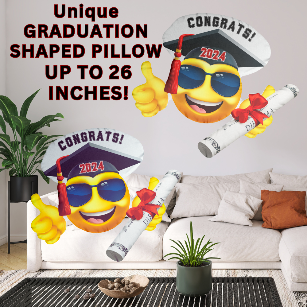 COOL 2024 GRADUATE EMOJI Custom Shaped Pillows - Up to 26 inches