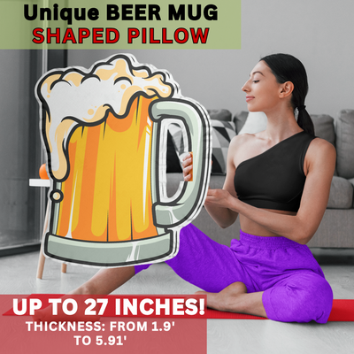 GIANT BEER MUG Custom Shaped plush Pillows - Up to 27 inches