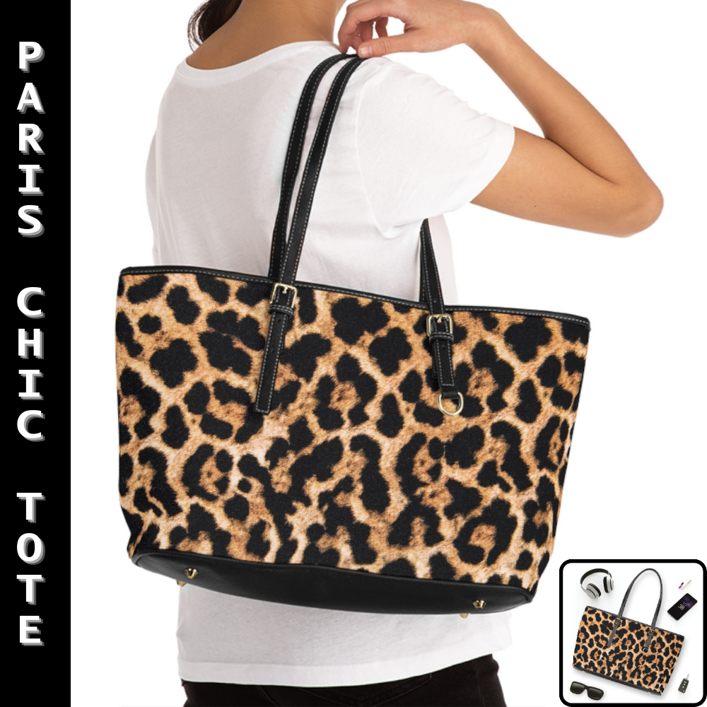 PARIS CHIC Leopard PU Leather Shoulder Tote Bag