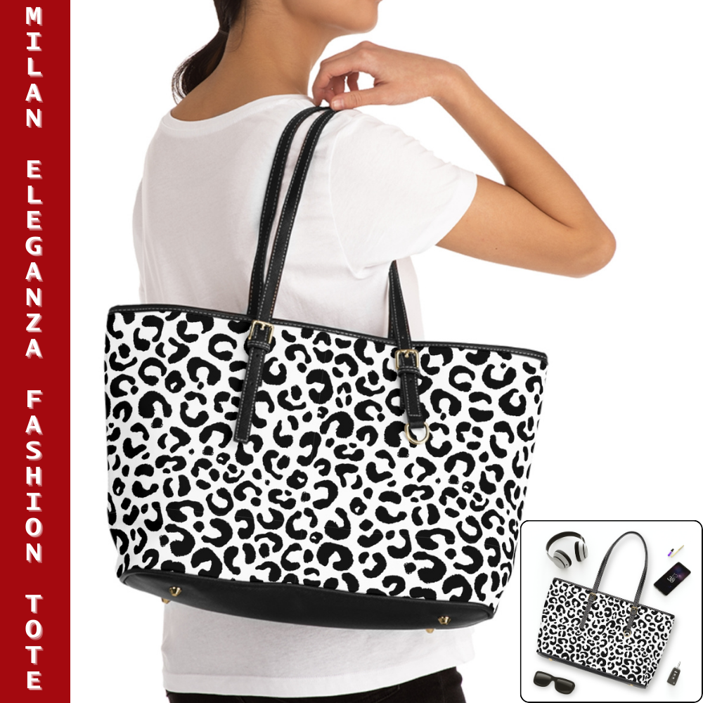 MILAN ELEGANZA Leopard PU Leather Shoulder Weekender Tote Bag