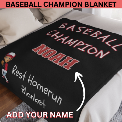 Personalizable Plush Blanket: BASEBALL CHAMPION REST HOMERUN BLANKET - 50x60in