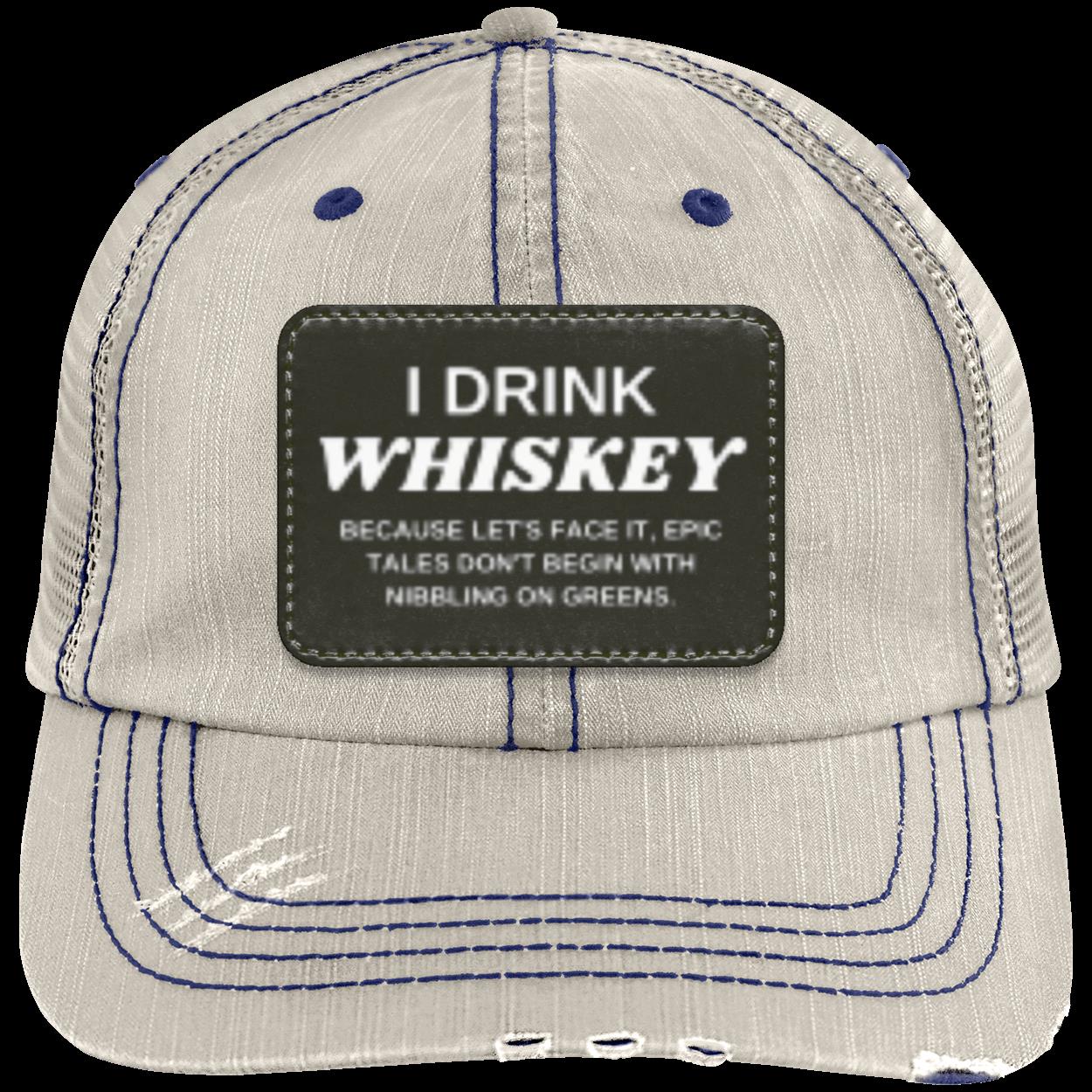 WHISKEY CHRONICLES Distressed Unstructured Trucker Cap