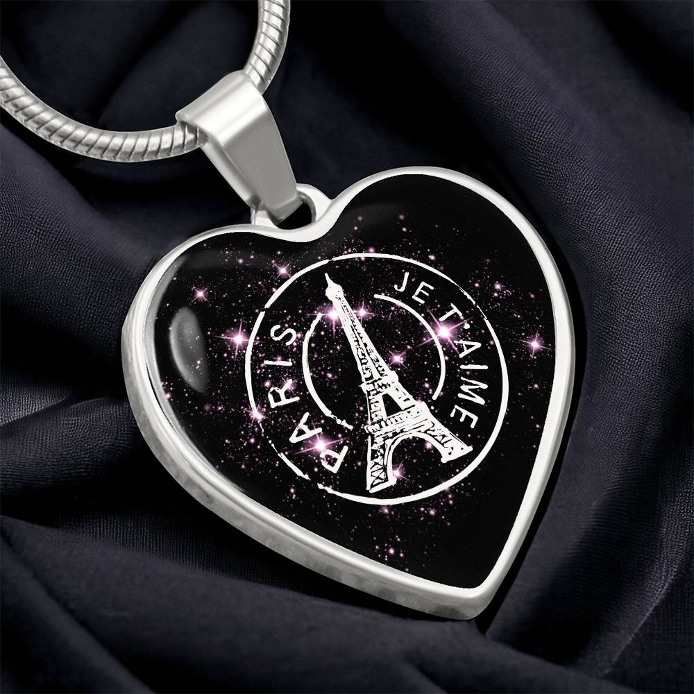 PARIS JE T'AIME Graphic Heart Pendant Necklace - Personalizable