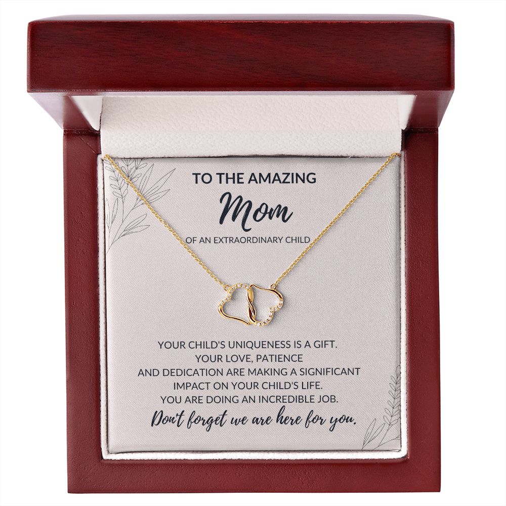 To the Amazing Mom of an Extraordinary Child (Adhd, autistic, with disability) - Gold DIamonds hearts Necklace