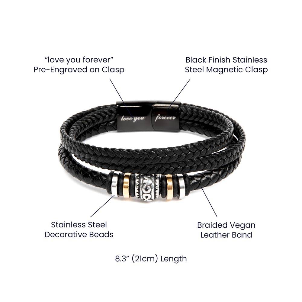 For a father who never gives up - Vegan Leather Bracelet