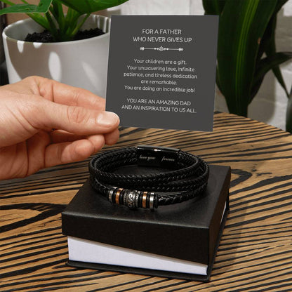 For a father who never gives up - Vegan Leather Bracelet