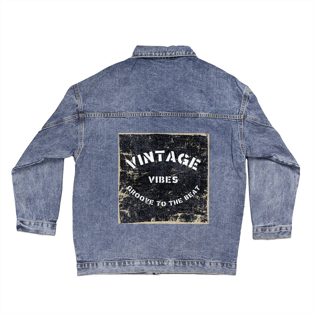 VINTAGE VIBES - GROOVE TO THE BEAT Oversized Women's Denim Jacket