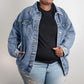 VINTAGE VIBES - GROOVE TO THE BEAT Oversized Women's Denim Jacket