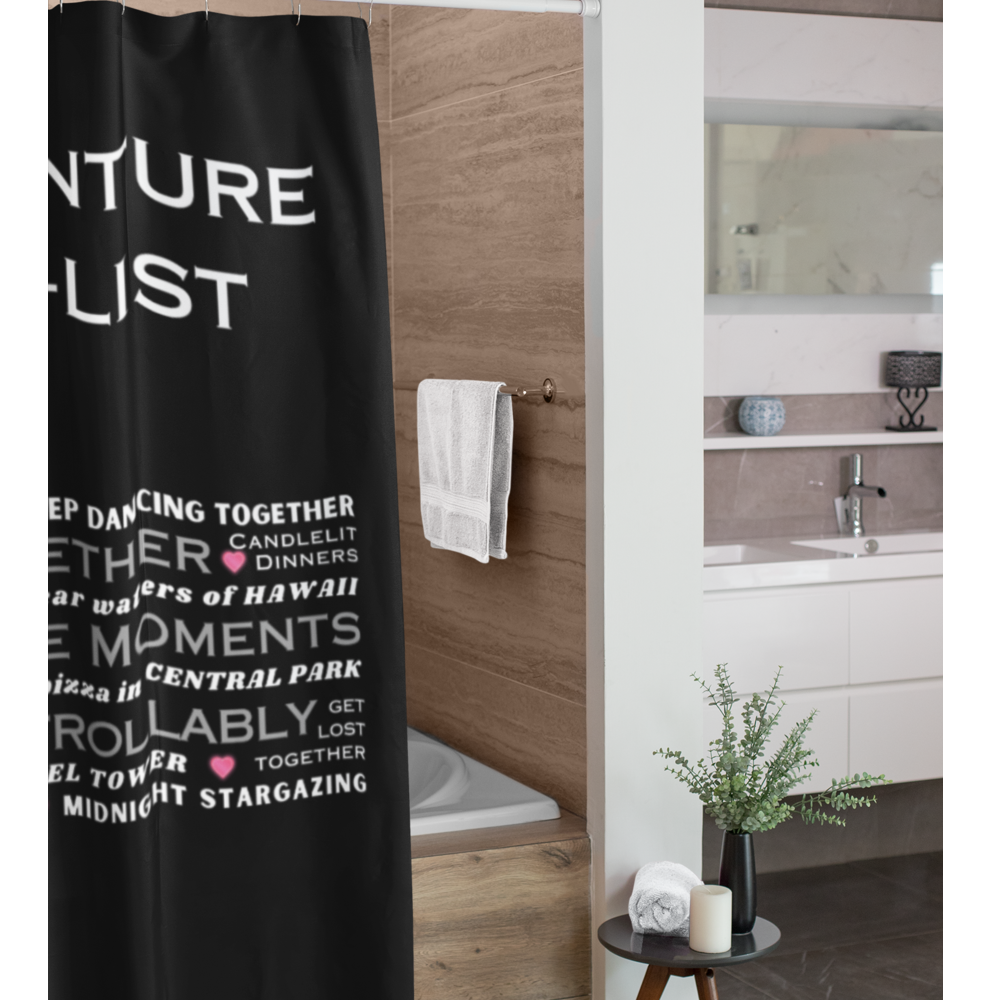 LOVE TO-DO LIST Black Shower Curtains