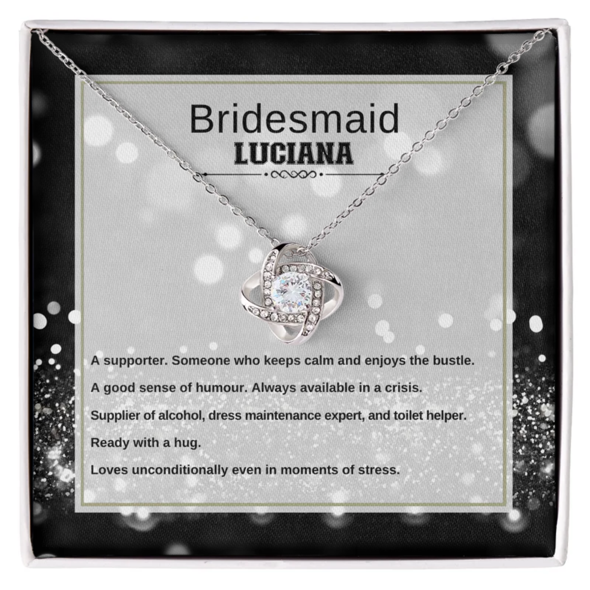 Bridesmaid Noun Personalizable - Love Knot Necklace