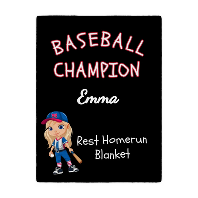 Personalizable Plush Blanket: BASEBALL CHAMPION REST HOMERUN BLANKET - 30x40in