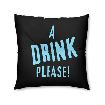 NOT DRUNK Black Tufted Floor Pillow, Square 30x30