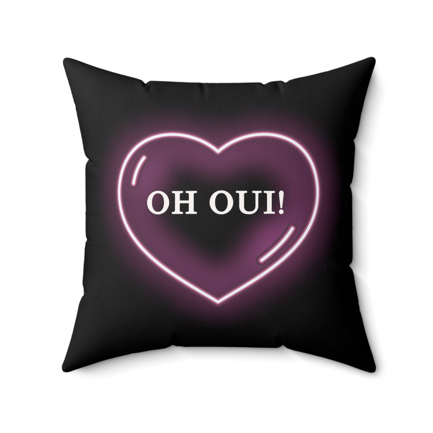 Love Mood Fantasy OH OUI! or AH NON! Spun Polyester Square Pillow