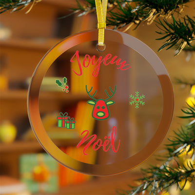 Joyeux Noel Red reindeer - French Christmas Glass Ornament Bundles FROM 15.99/u