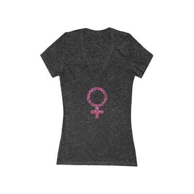 GODDESS Women's Jersey Short Sleeve Deep V-Neck Tee
