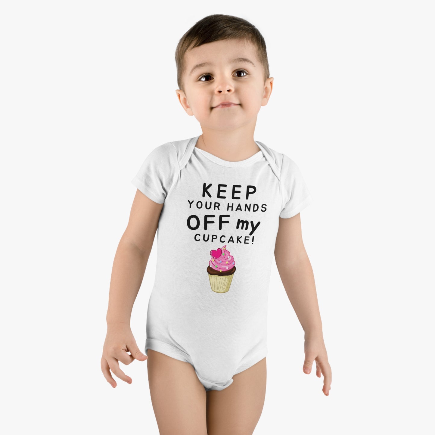 "Keep your hands off my cupcake! Onesie® Organic Baby Bodysuit