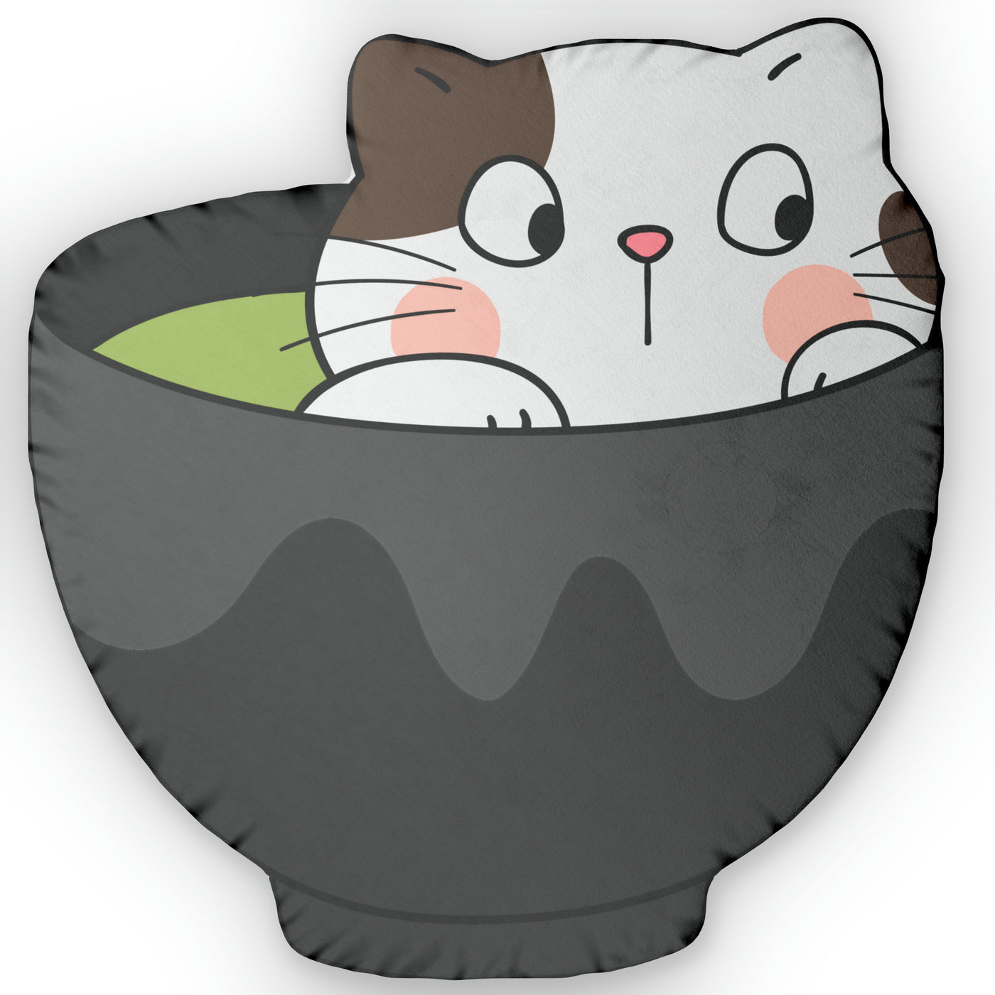 CUTE CAT BOWL Custom Shaped Flat Pillows - Up to 26 inches