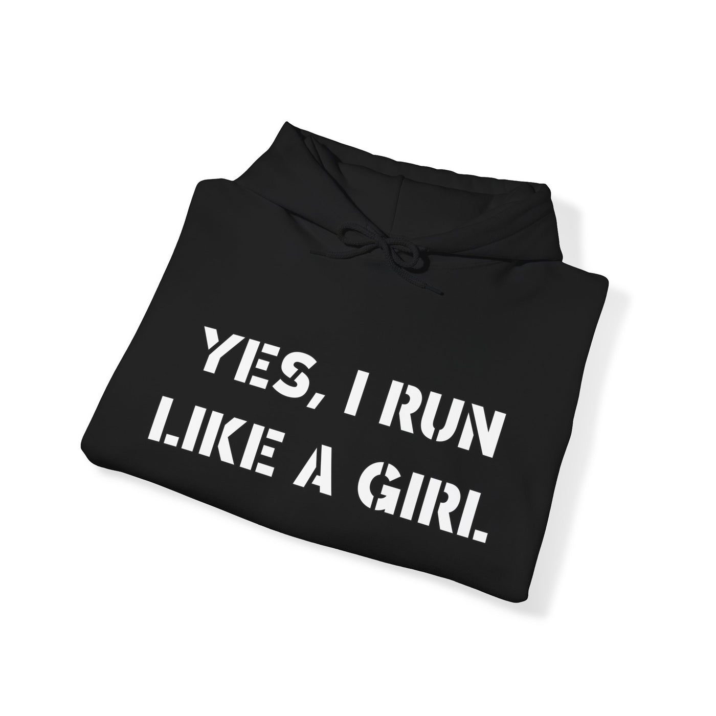 YES I RUN LIKE A GIRL. CATCH ME IF YOU CAN Unisex Heavy Blend™ Hooded Sweatshirt
