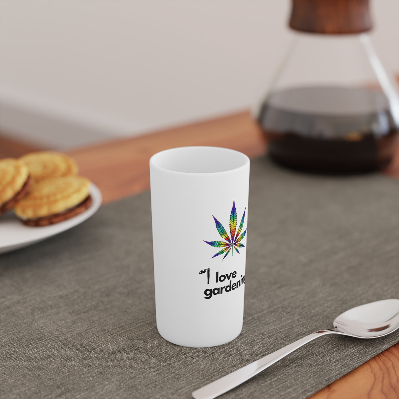"I Love Gardening" White Conical Coffee Mugs (3oz, 8oz, 12oz)
