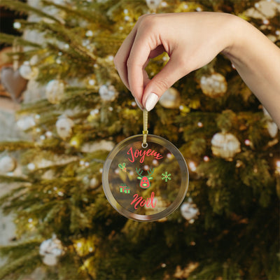 Joyeux Noel Red reindeer - French Christmas Glass Ornament Bundles FROM 15.99/u