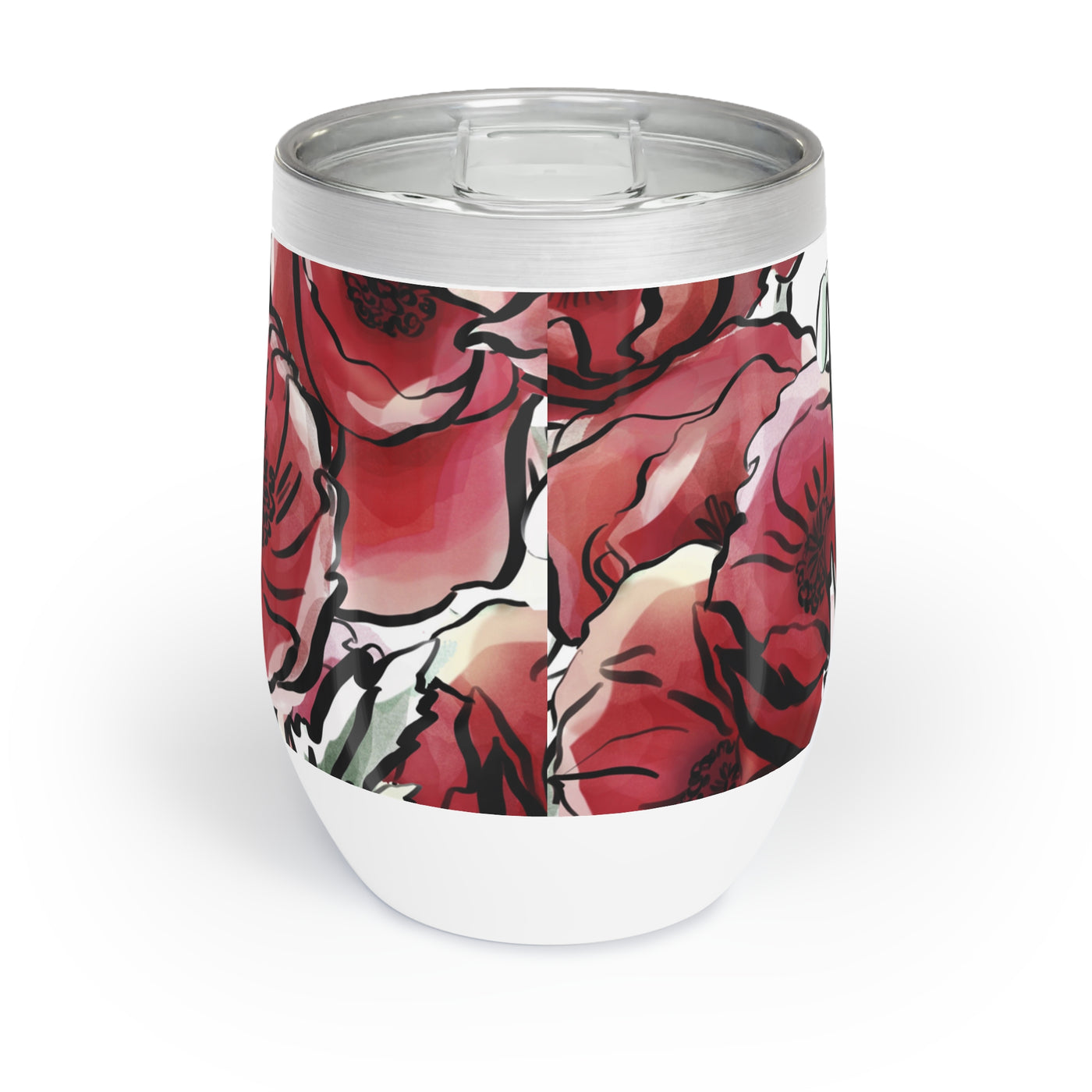 DARK RED LAVISH BLOSSOMS Chill Wine Tumbler