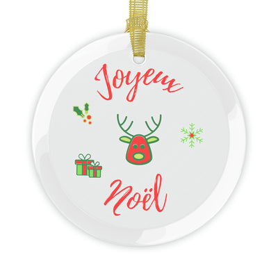 Joyeux Noel Red reindeer - French Christmas Glass Ornament Bundles FROM 15.99/u