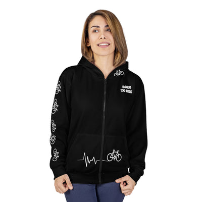 BORN TO RIDE Unisex Zip Hoodie (AOP)