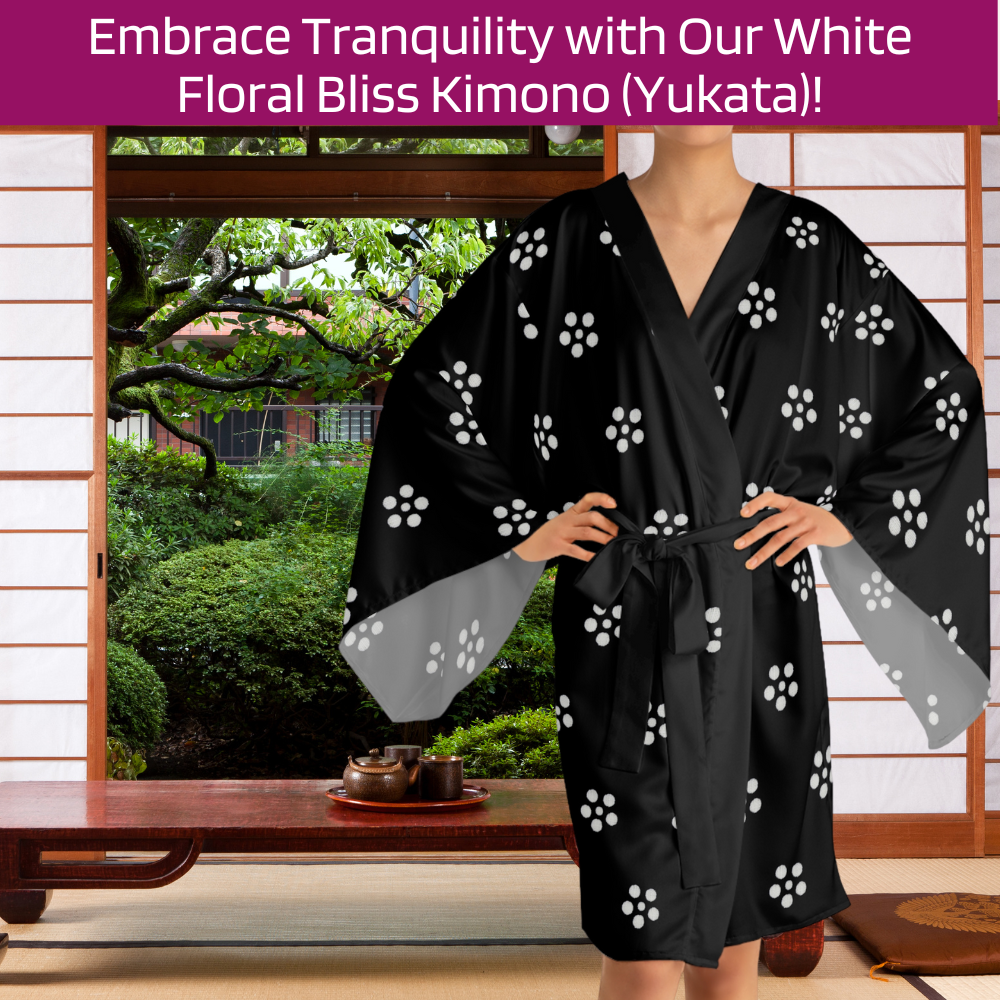 White Floral Bliss Long Sleeve Kimono Robe (AOP)