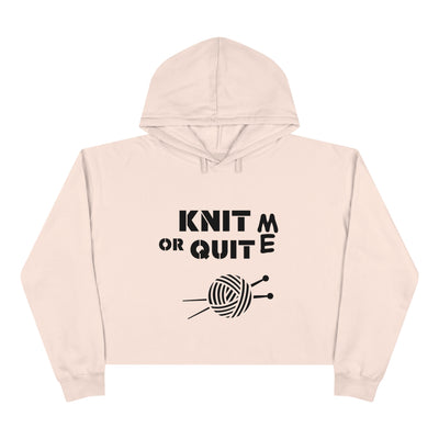 KNIT OR QUIT Crop Hoodie