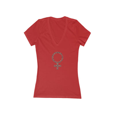 GODDESS Women's Jersey Short Sleeve Deep V-Neck Tee