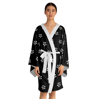 White Floral Bliss Long Sleeve Kimono Robe (AOP)