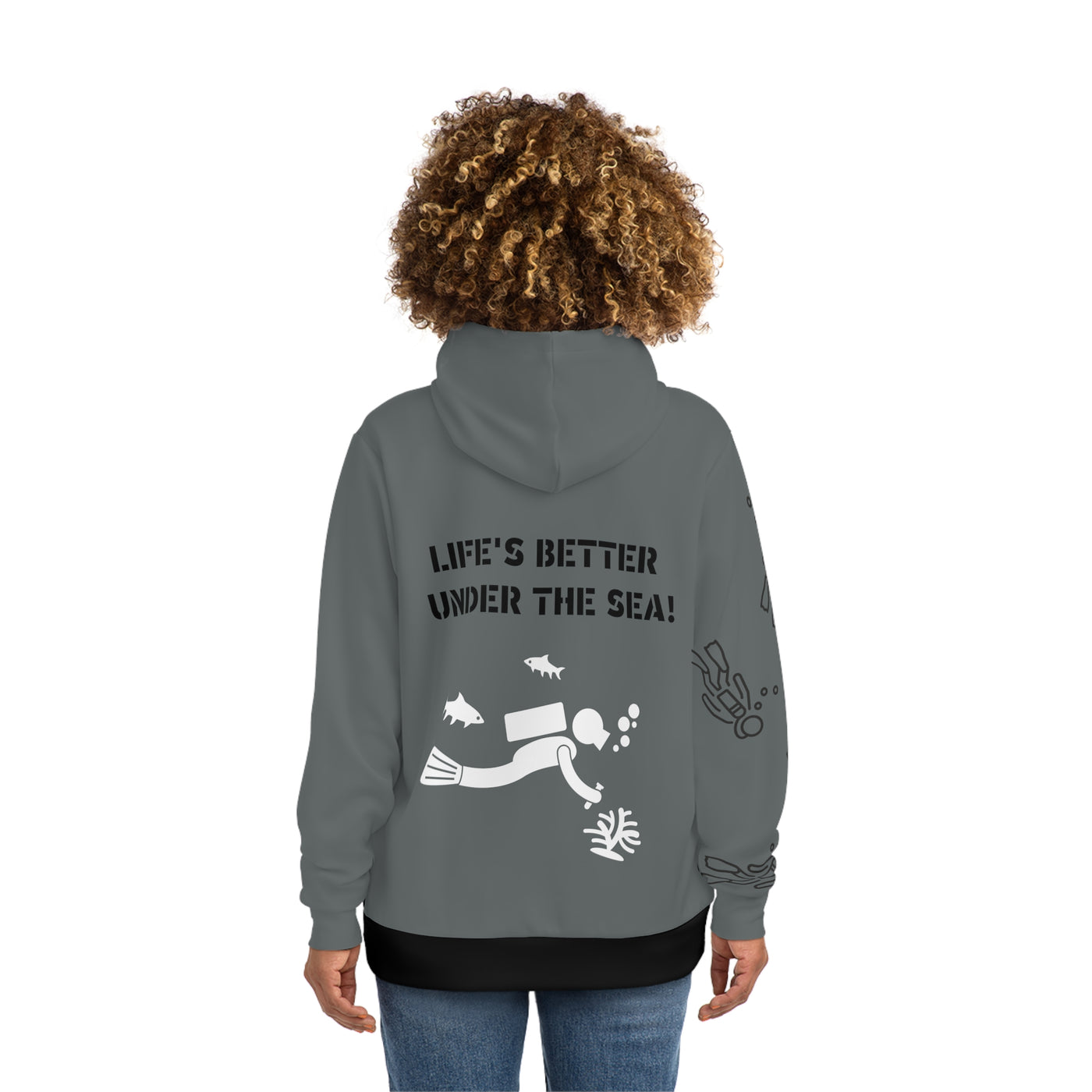 DIVE DEEP, DIVE HAPPY Fashion Hoodie (AOP)