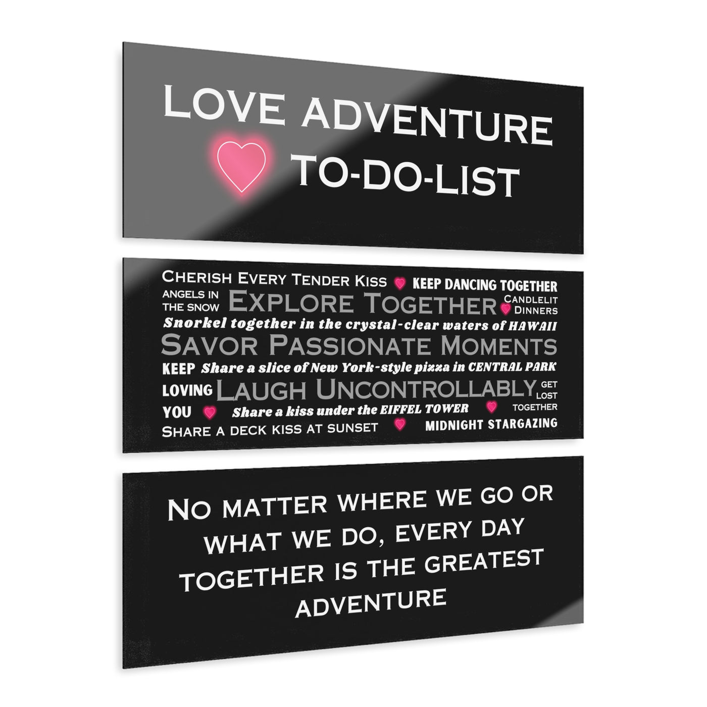ENDLESS LOVE ADVENTURE -  Tryptic Acrylic Prints