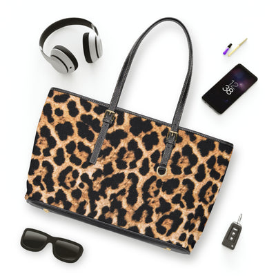 PARIS CHIC Leopard PU Leather Shoulder Tote Bag