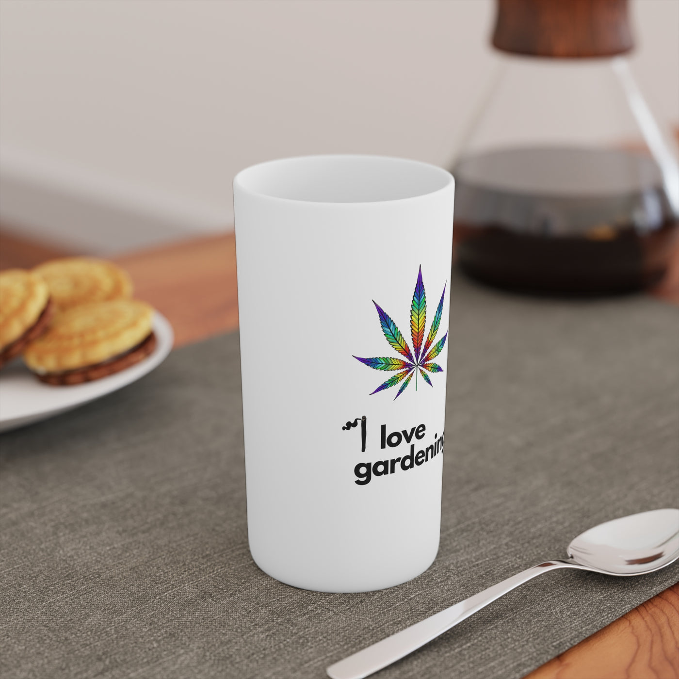 "I Love Gardening" White Conical Coffee Mugs (3oz, 8oz, 12oz)