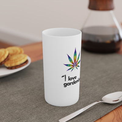 "I Love Gardening" White Conical Coffee Mugs (3oz, 8oz, 12oz)