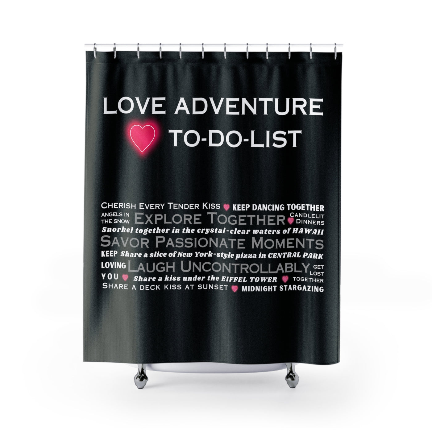 LOVE TO-DO LIST Black Shower Curtains