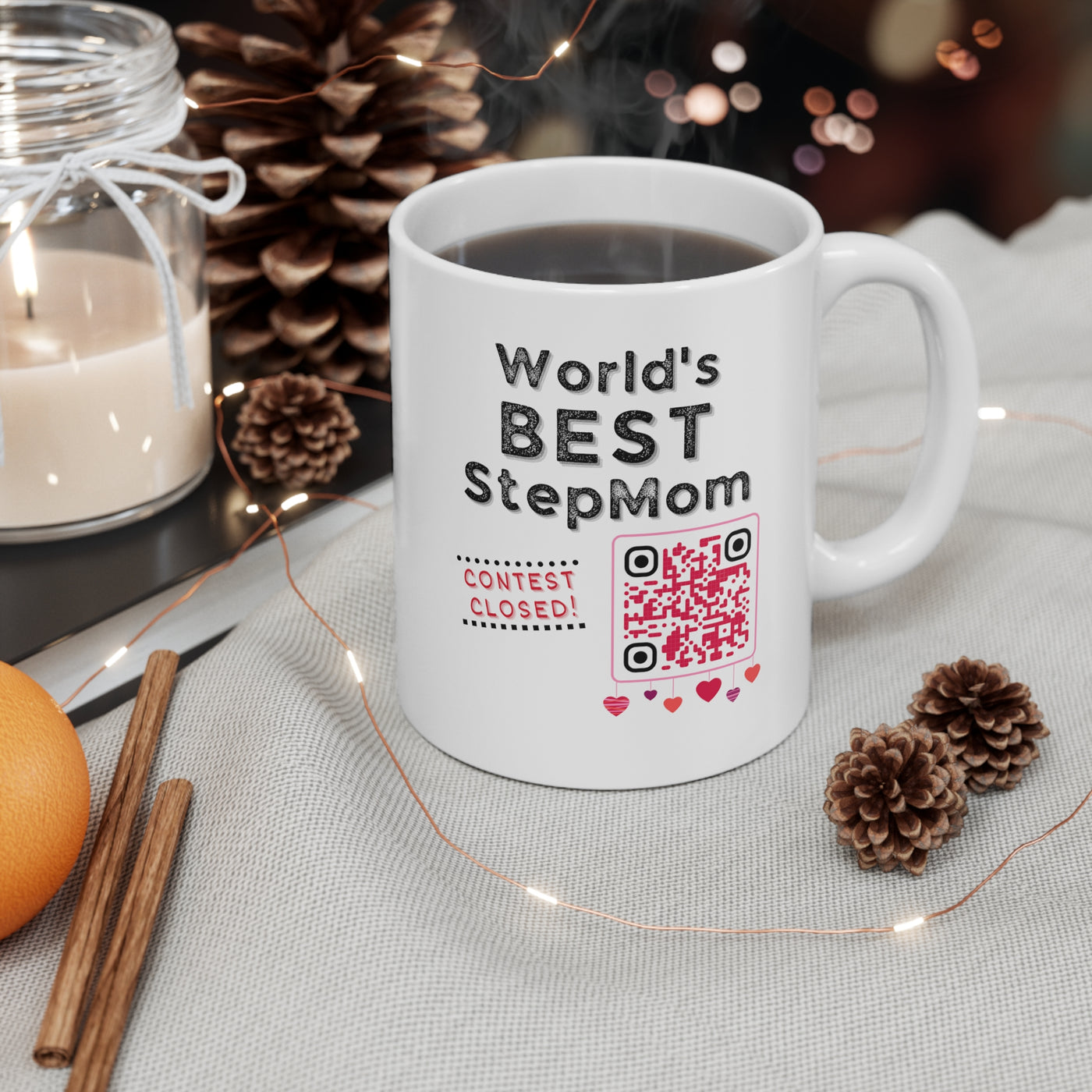 HEARTFELT STEPMOM APPRECIATION Ceramic Mug, 11oz with Bonus message for her!