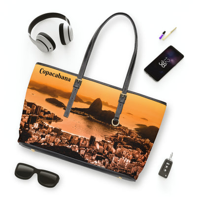 SUNSET OF COPACABANA PU Leather Shoulder Weekender Tote Bag