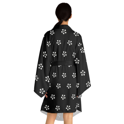 White Floral Bliss Long Sleeve Kimono Robe (AOP)