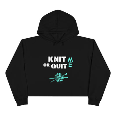 KNIT OR QUIT Crop Hoodie