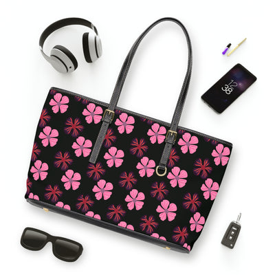CHIC CHAMOMILE BLOOMS PU Leather Shoulder Weekender Tote Bag