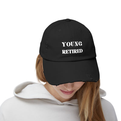 YOUNG RETIRED Unisex Distressed Cap