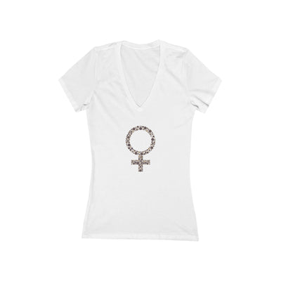 GODDESS Women's Jersey Short Sleeve Deep V-Neck Tee