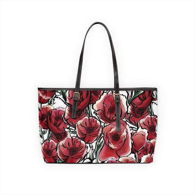 LAVISH BLOSSOMS PU Leather Shoulder Weekender Tote Bag