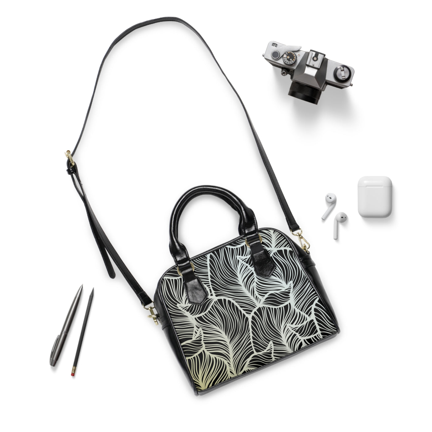 LUXURIOUS LEAF PATTERN Shoulder Handbag