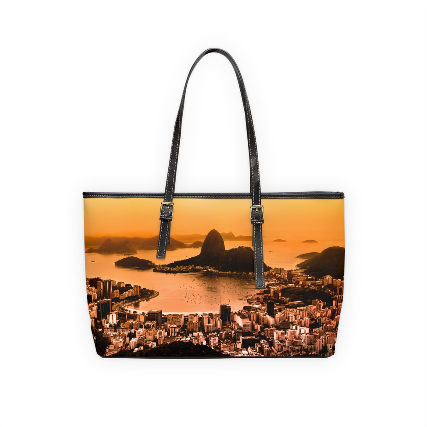 SUNSET OF COPACABANA PU Leather Shoulder Weekender Tote Bag
